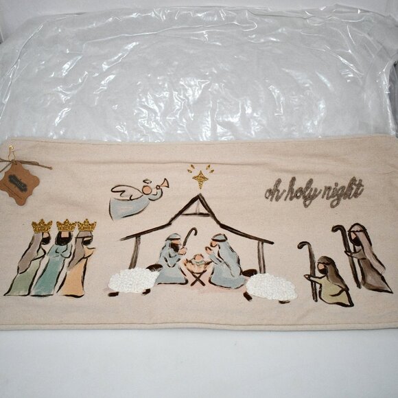 Mud Pie Holiday Collection Oh Holy Night Nativity Decorative Pillow #41601054 NW - Picture 1 of 3